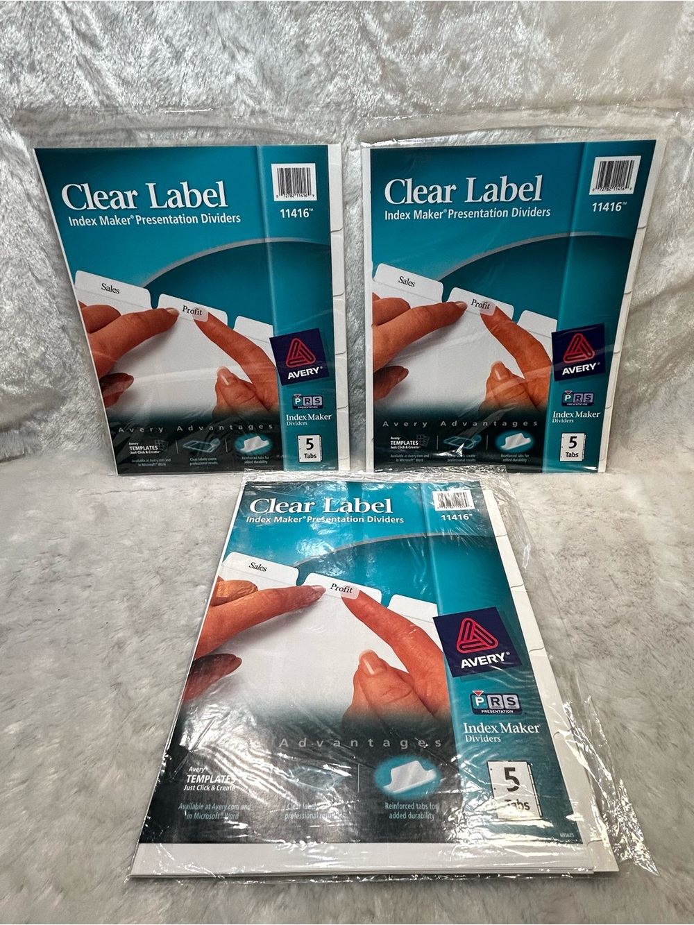 LOT of 3 Avery 11416 Clear Label Index Maker Presentation Dividers 5-Tabs/1 Set